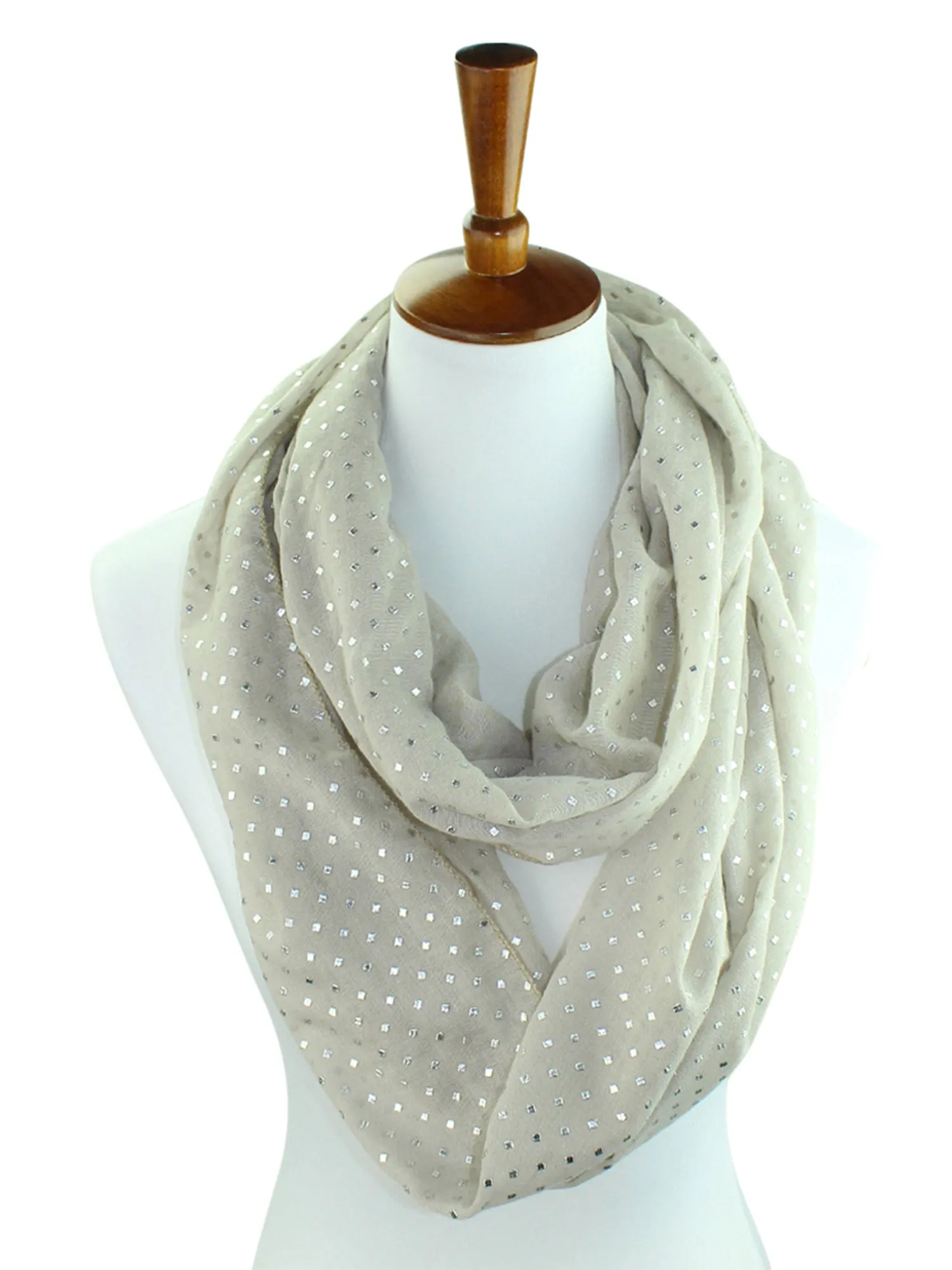 Ivory Ring Infinity Scarf With Silver Studs