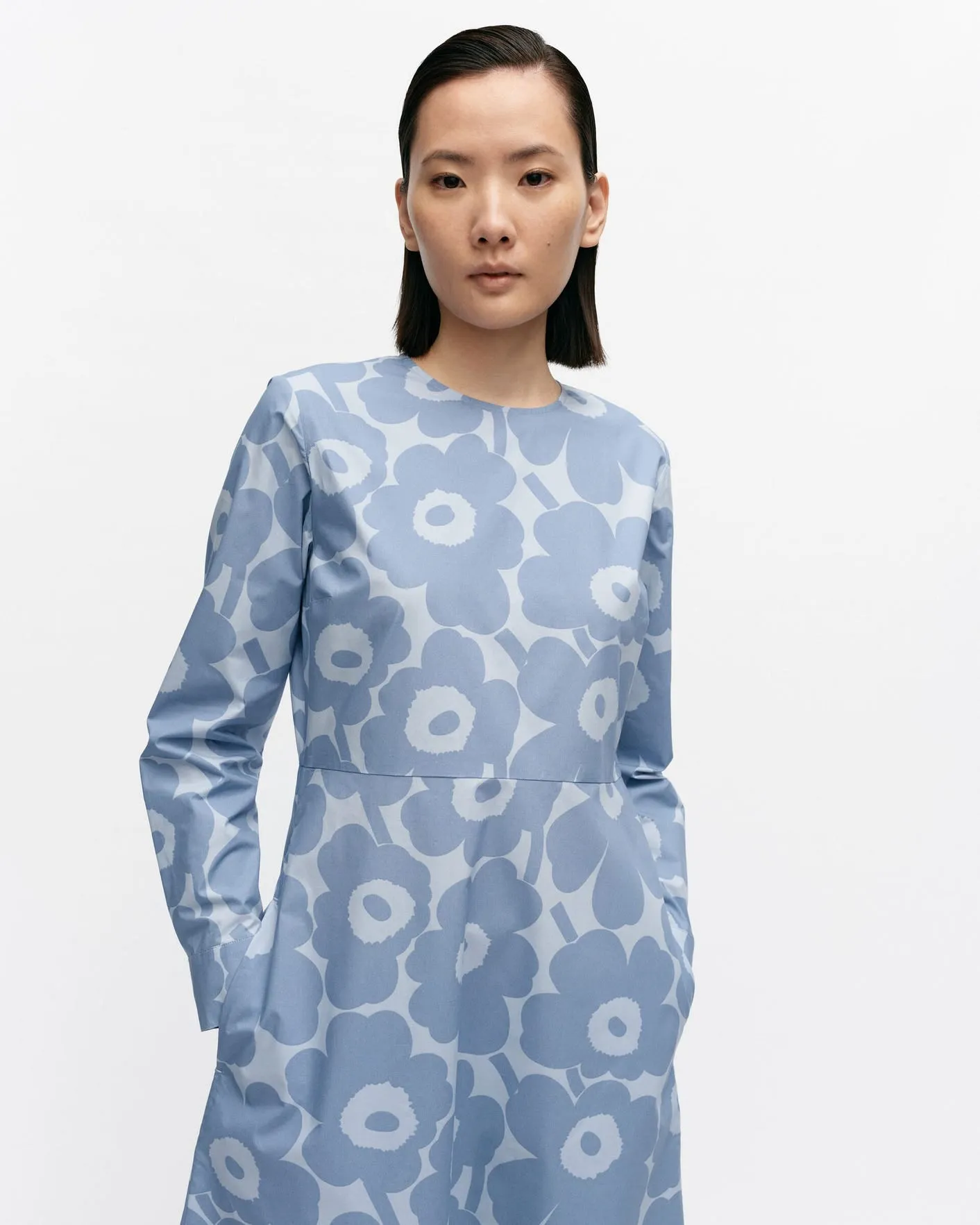 katse unikko cotton poplin dress - blue