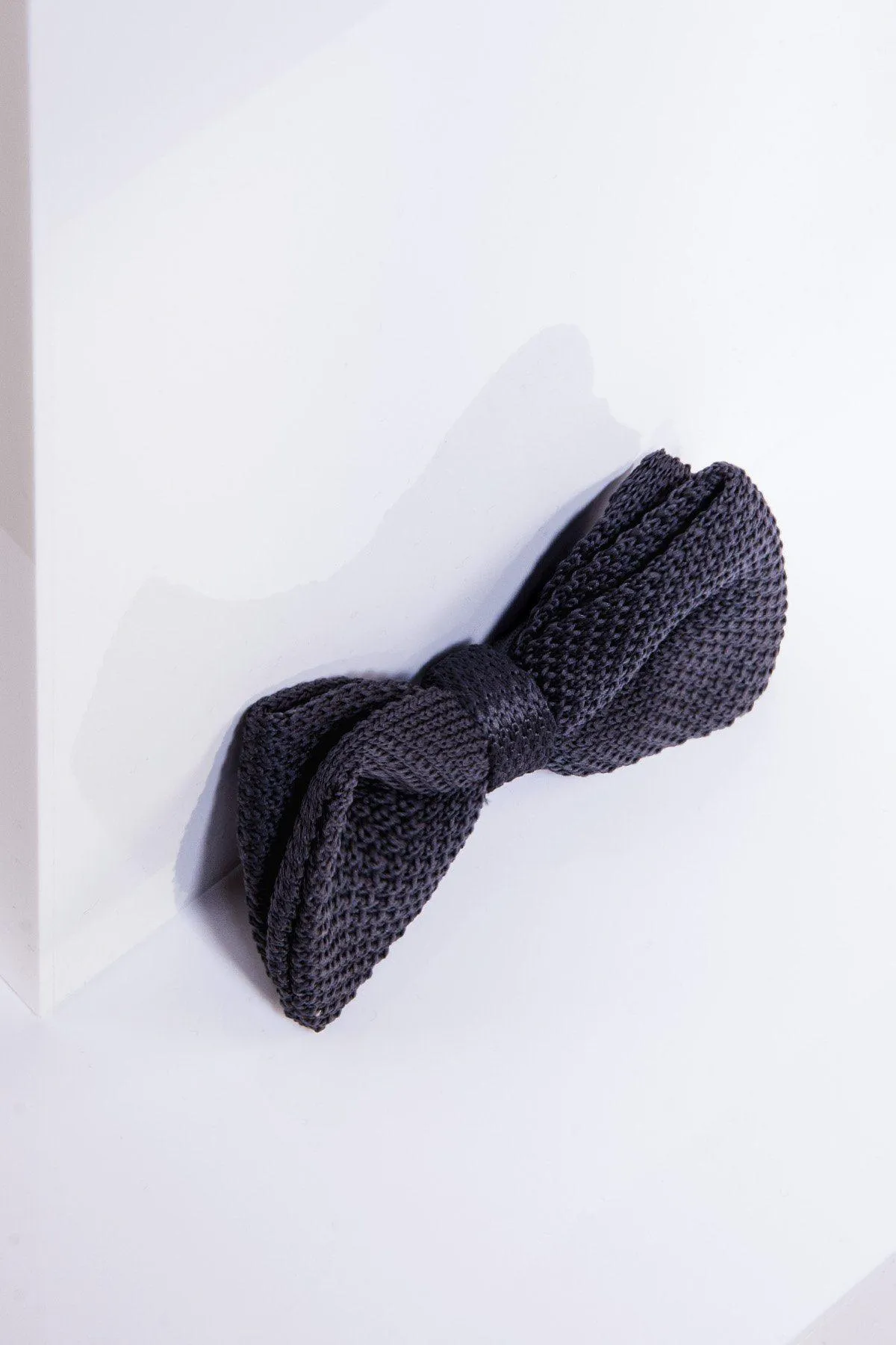 KB - Knitted Double Layer Bow Tie In Mid Grey