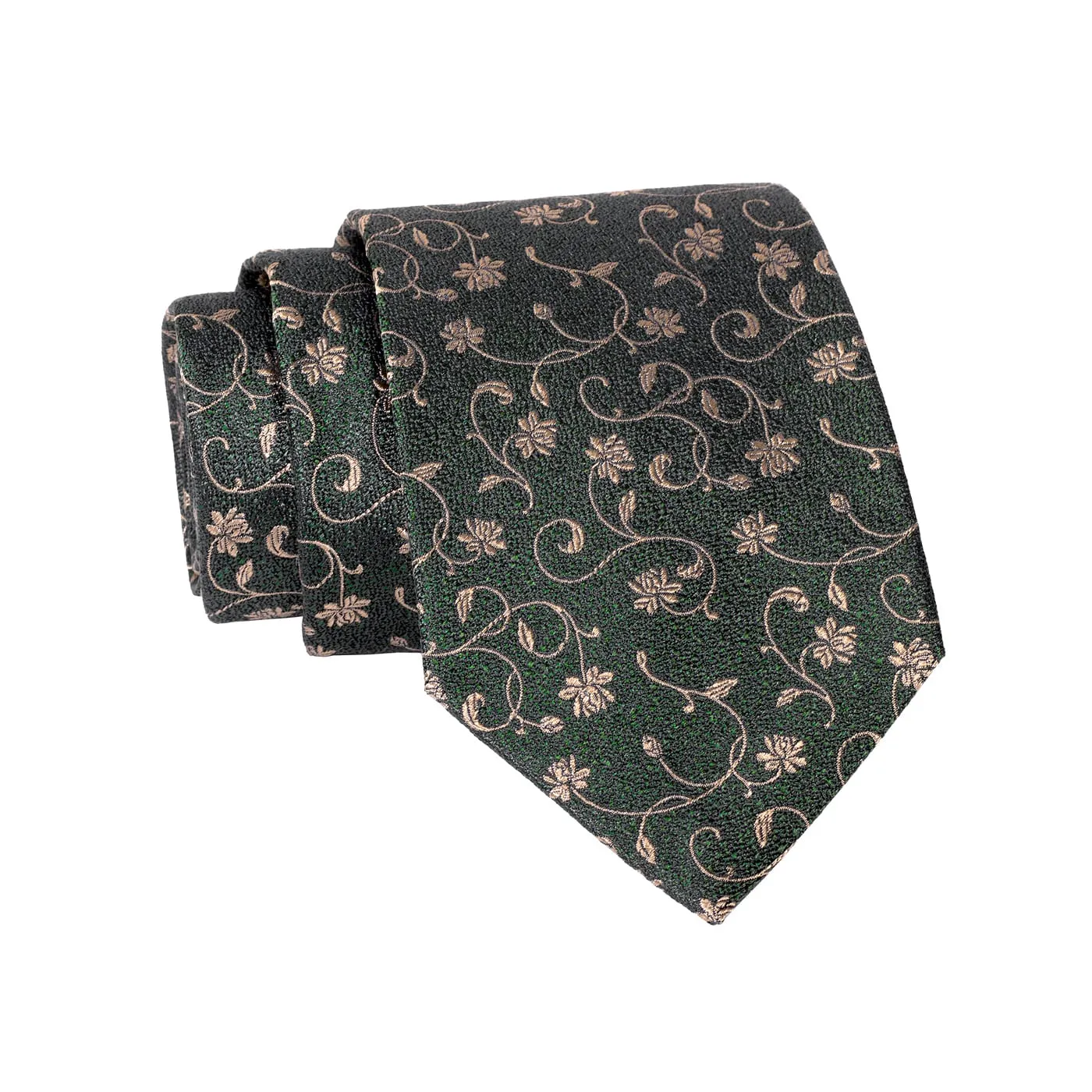 Kingsbury Floral Silk Tie, Olive Green / Gold