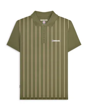 Lambretta Men's SS1027 Pinstripe Polo Shirt Khaki Green