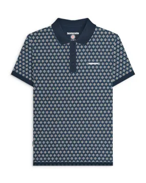 Lambretta Men's SS1229 Geo Roundel Polo Shirt Navy Silver