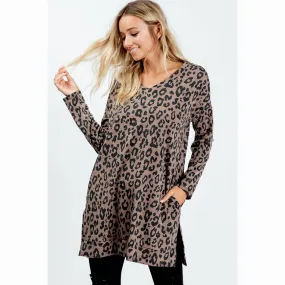 Leopard V-Neck French Terry Tunic