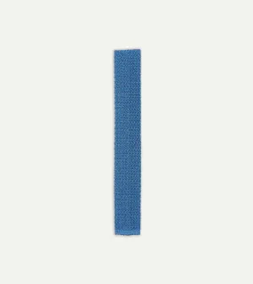 Light Blue Knitted Silk Solid Colour Tie