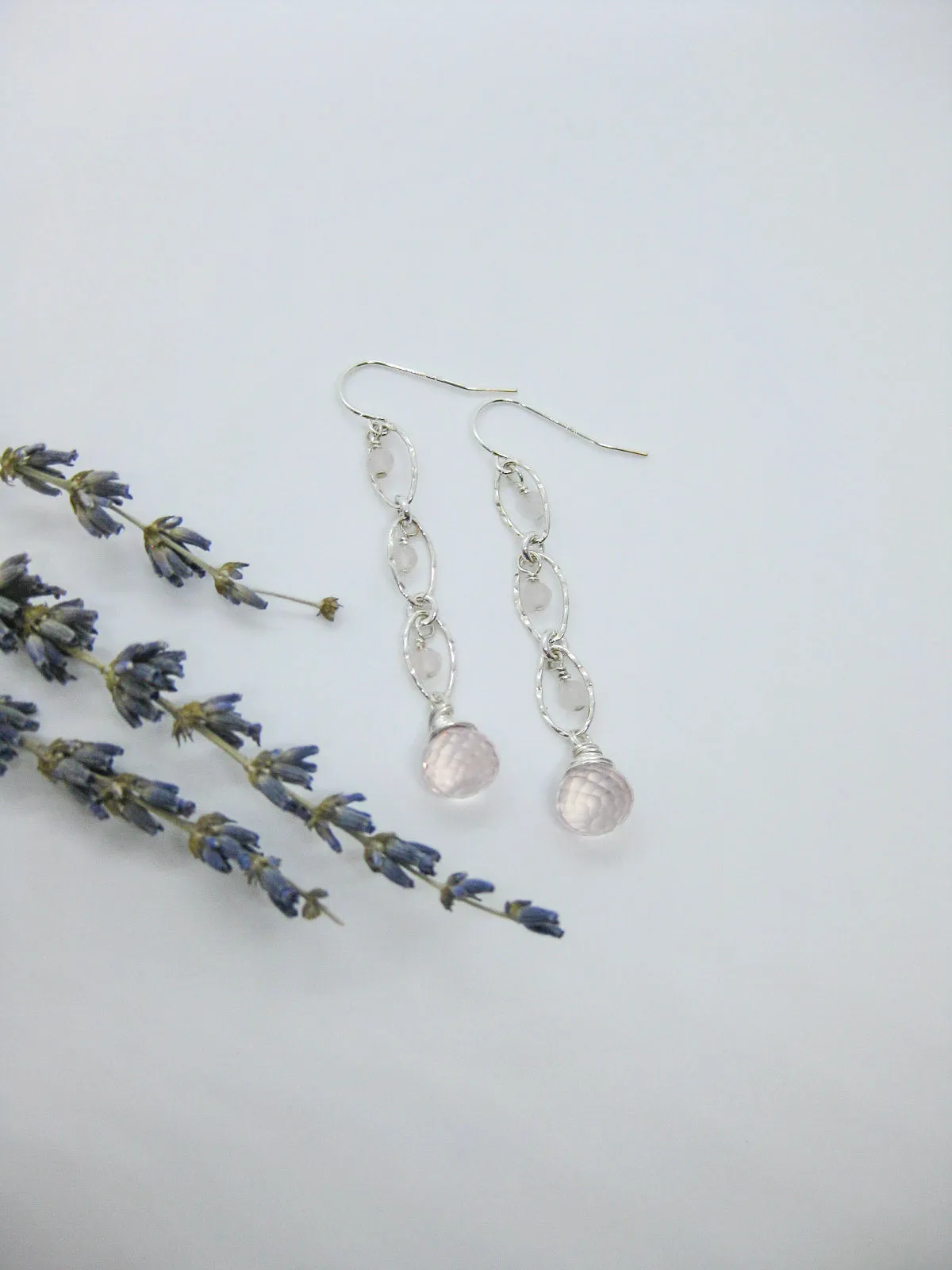 Lilac: Rose Quartz Earrings - e616