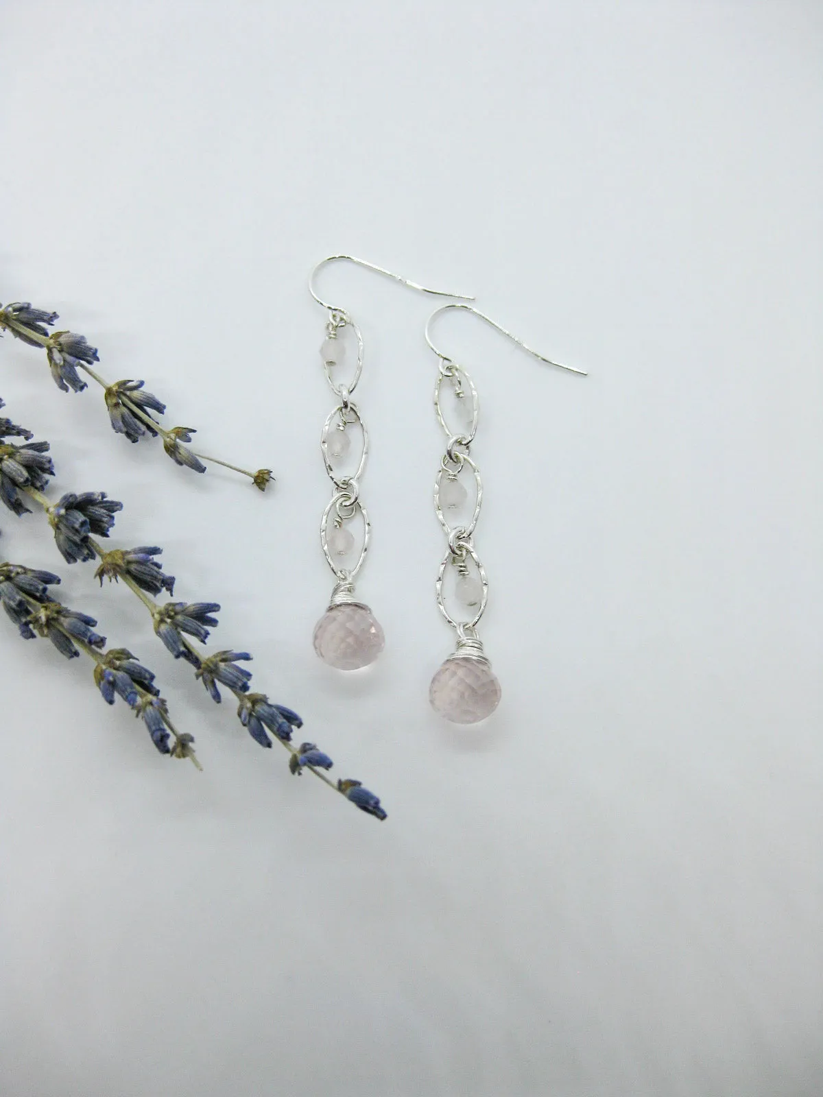 Lilac: Rose Quartz Earrings - e616