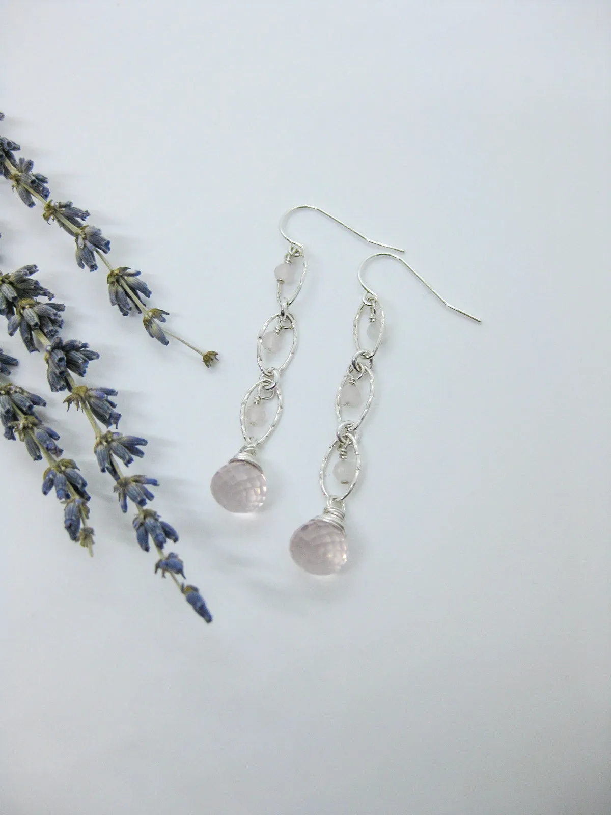 Lilac: Rose Quartz Earrings - e616