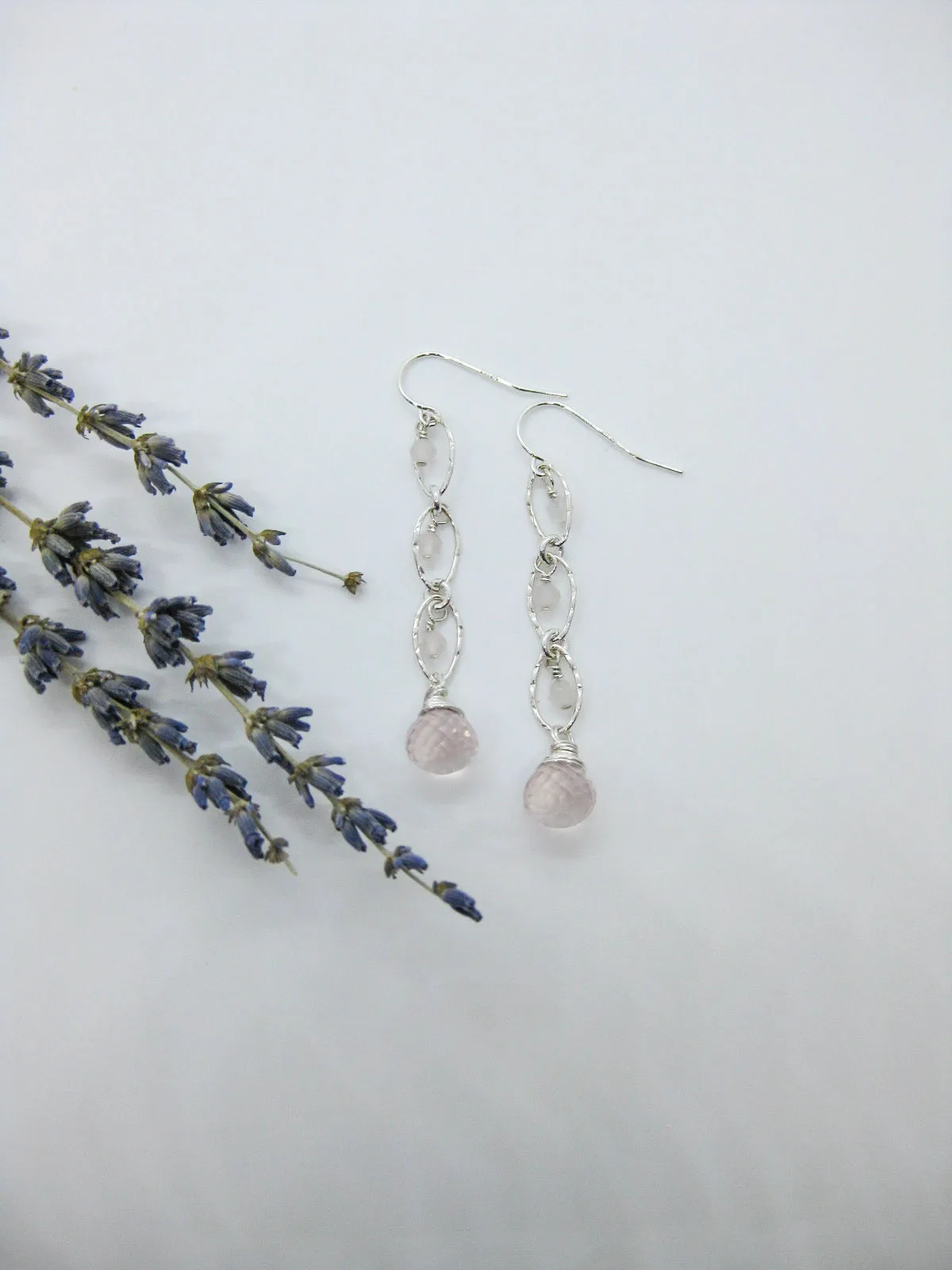 Lilac: Rose Quartz Earrings - e616