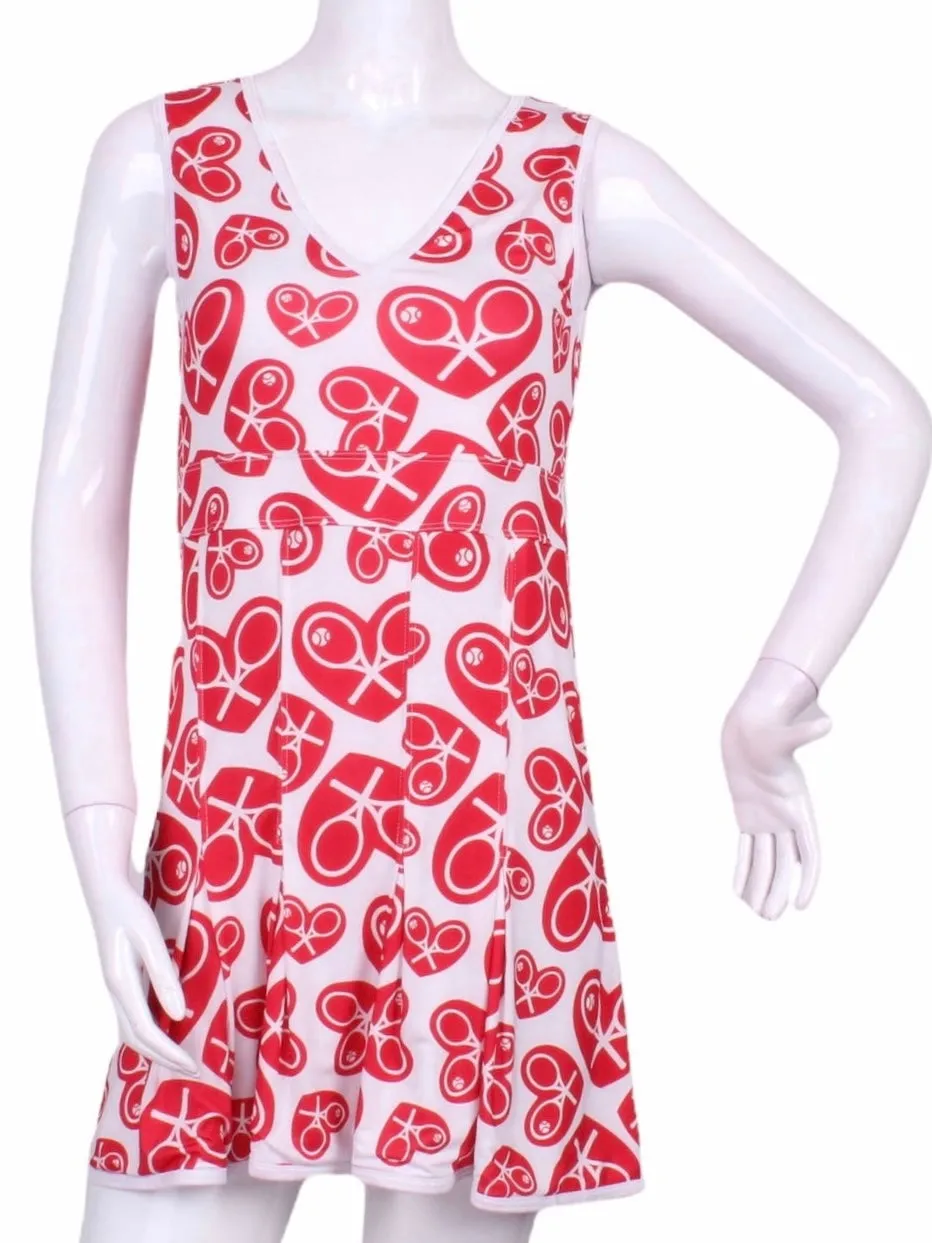 Limited Random Heart on White Angelina Tennis Dress