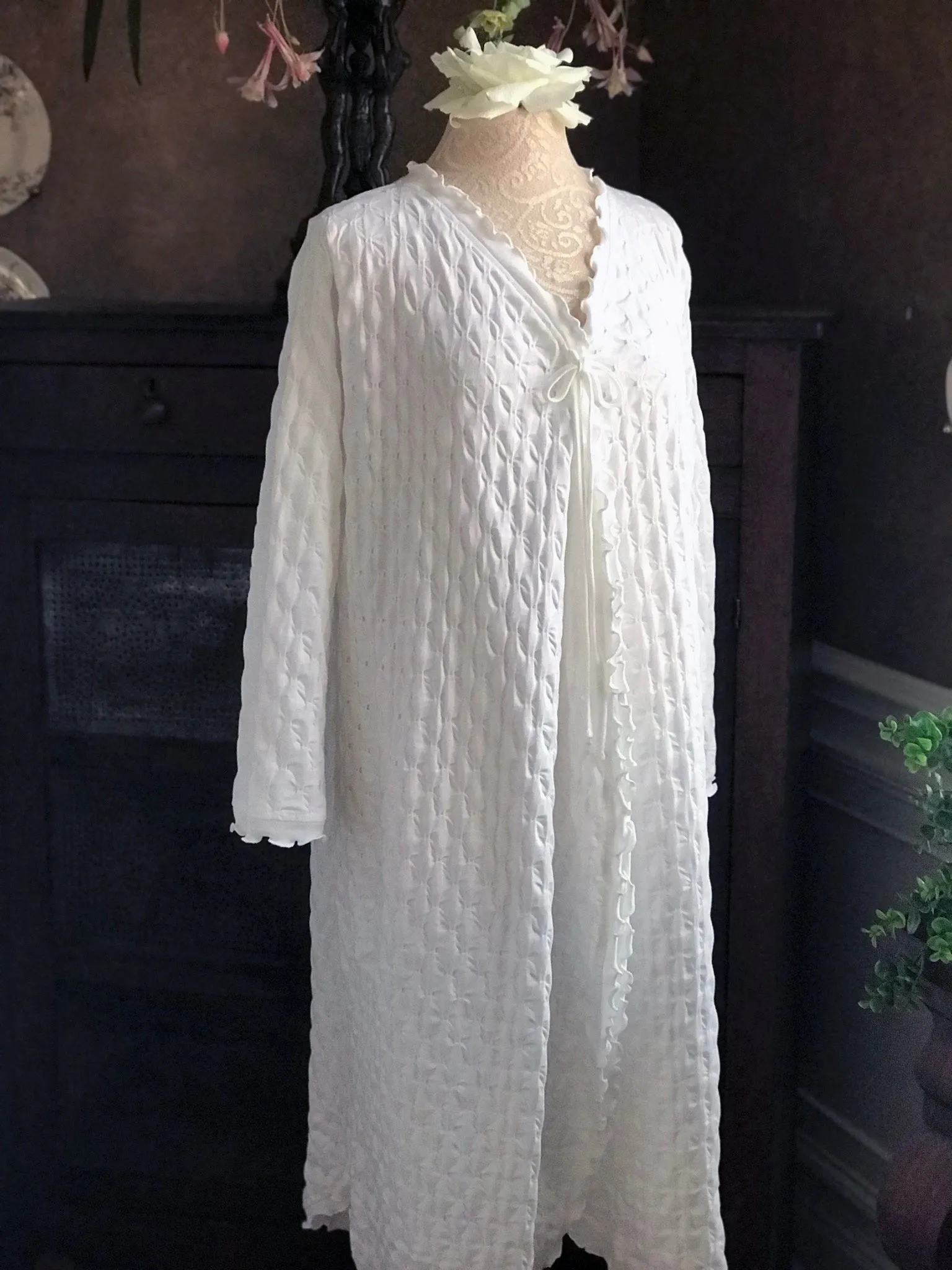 Long Sleeve 3/4 Length Swing Robe Waffle Collection