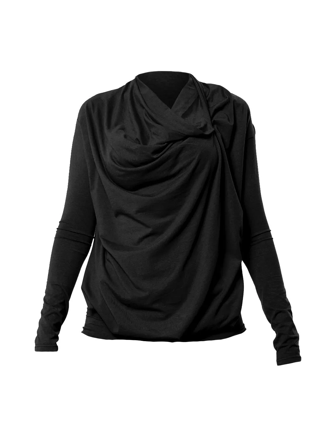 Long Sleeved Draped Top In Black