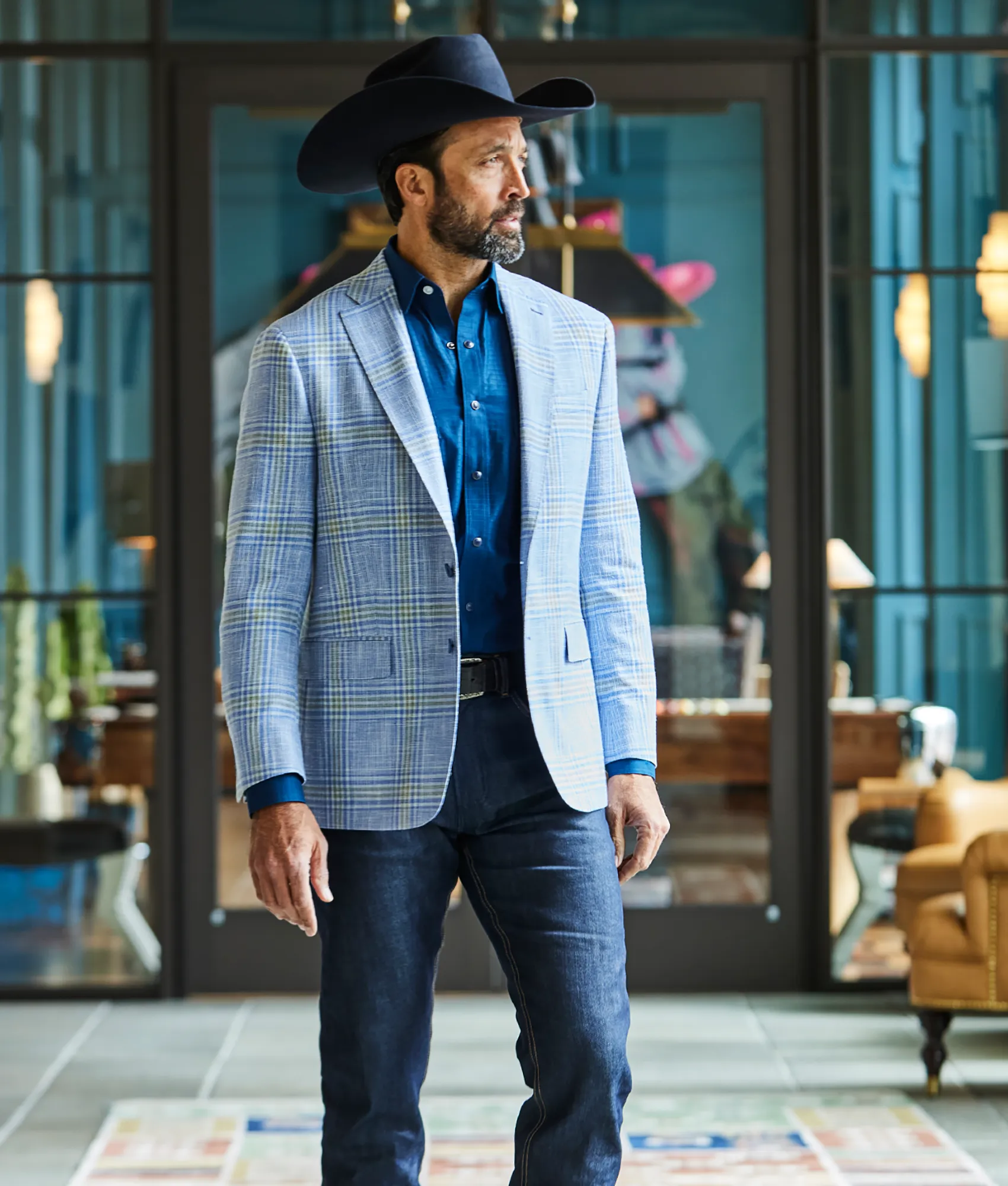 Lucchese Sport Coat :: Light Blue/Grey/White