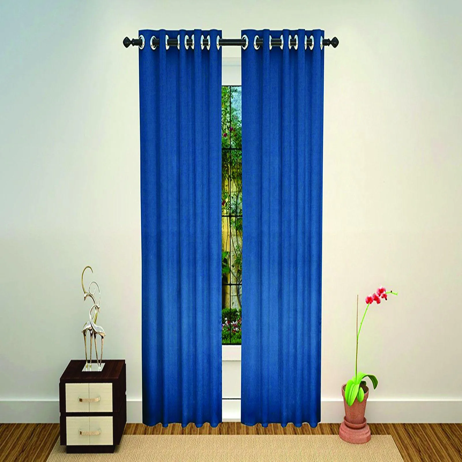 Lushomes blackout curtains 9 feet, Blue Door Curtains with 8 Metal Eyelets, curtains & drapes, Parda, 9 feet curtains, long door curtains 9 feet (54 x 108 inches, single pc)