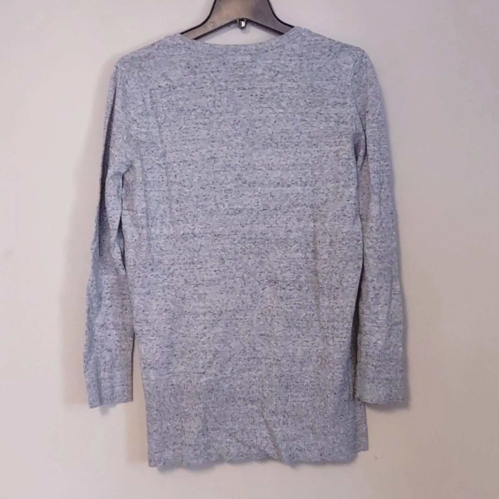 Maison Jules Cotton V Neck Tunic Sweater Gray