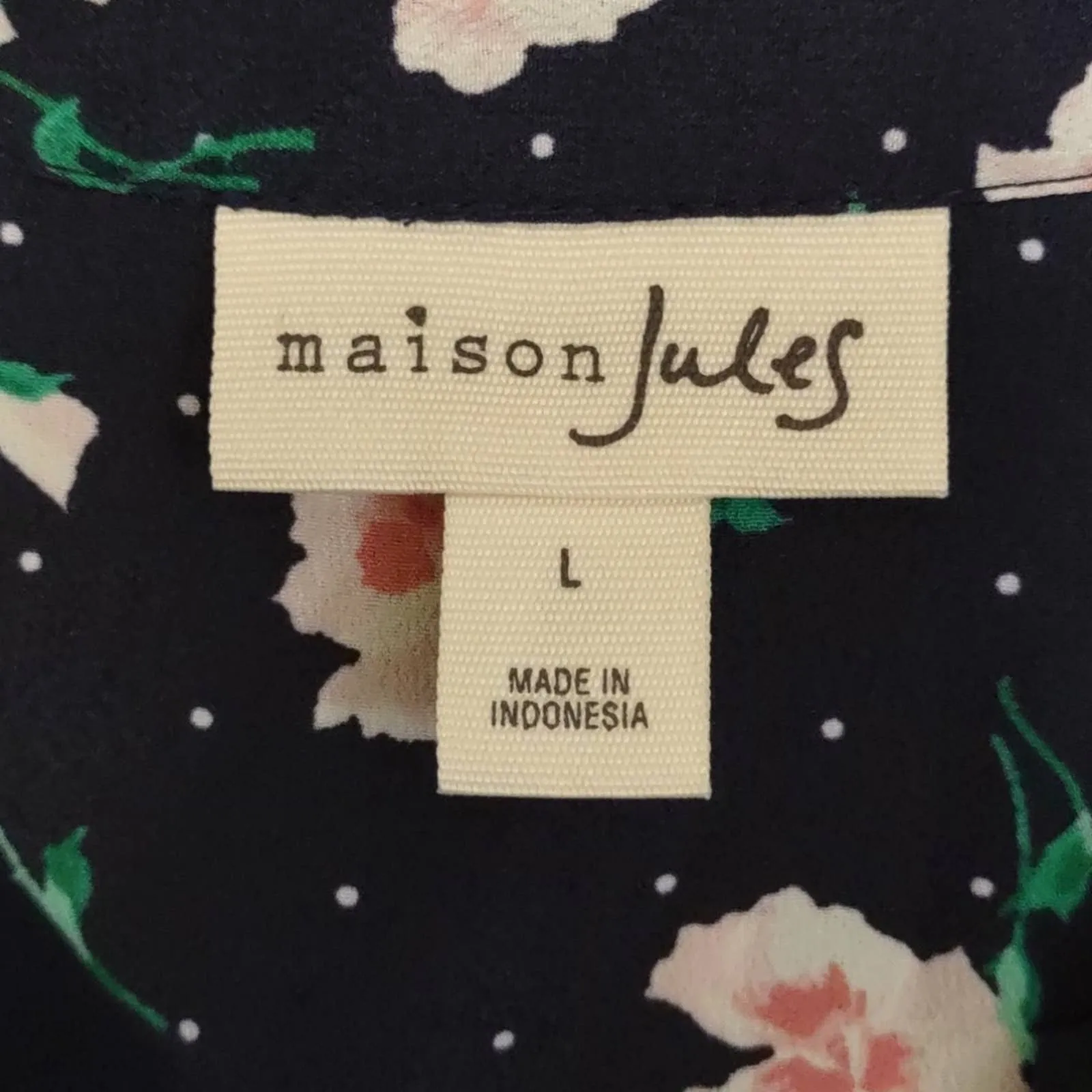 Maison Jules Double Hem Split Neck Floral Dress