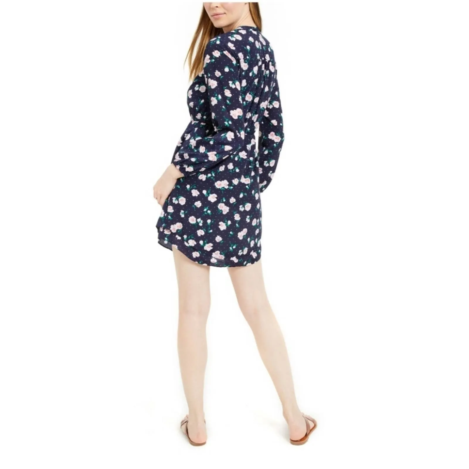 Maison Jules Double Hem Split Neck Floral Dress