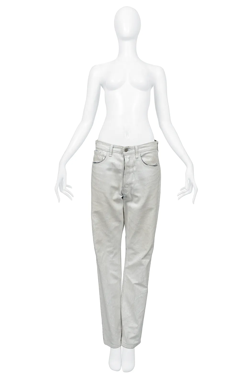 MAISON MARTIN MARGIELA ARTISANAL COLLECTION 0 MEN'S BLUE JEANS DIPPED IN WHITE PAINT