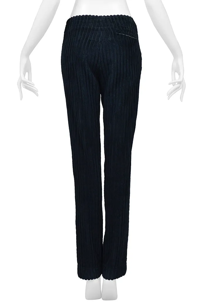 MAISON MARTIN MARGIELA MEN'S NAVY WIDE CORDUROY PANTS AW DOLL COLLECTION 1994-95