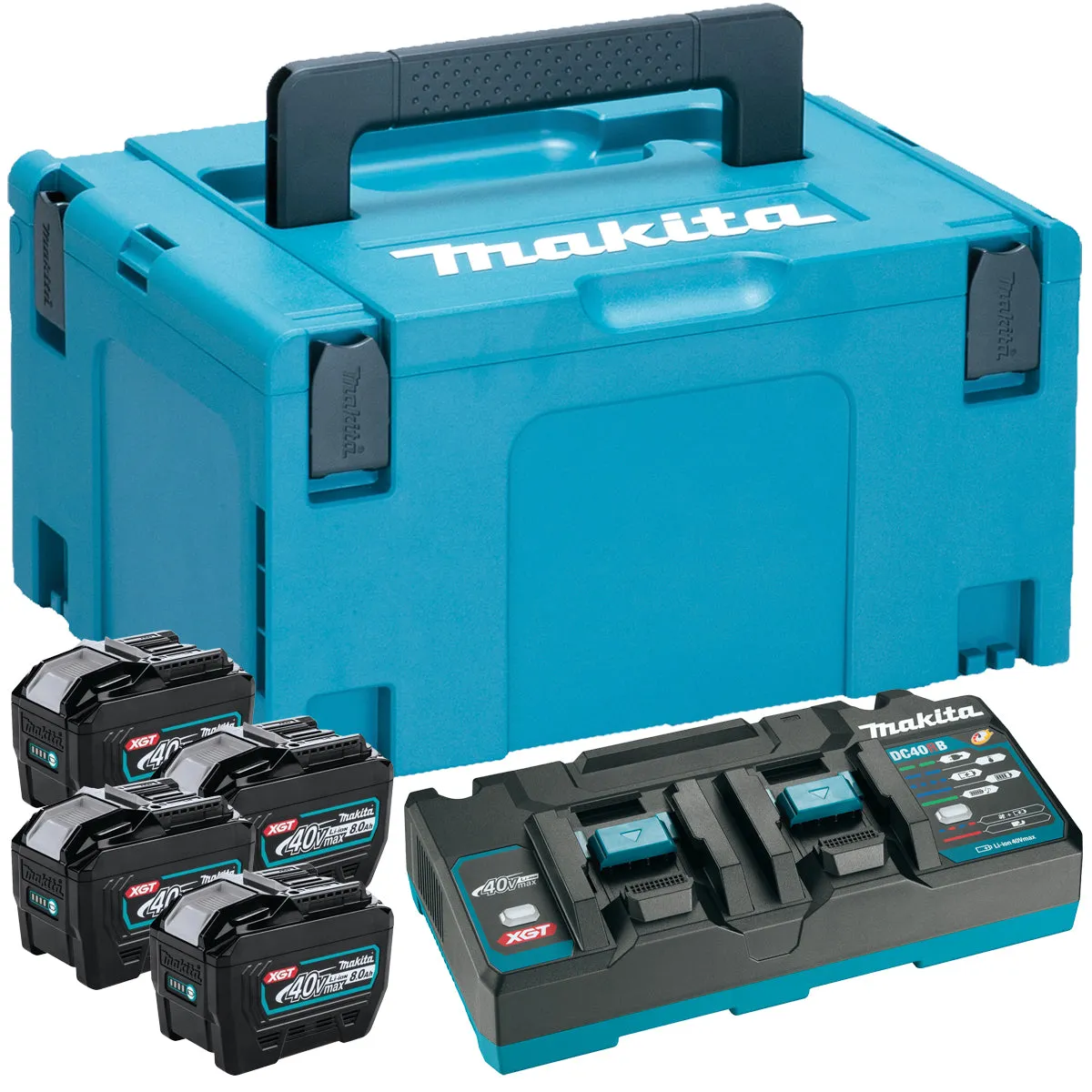 Makita 1910B1-4 40V XGT Power Source Kit With 4 x 8.0Ah Battery, Charger & Case