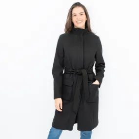 M&S Black Belted Funnel Neck Trench Coat