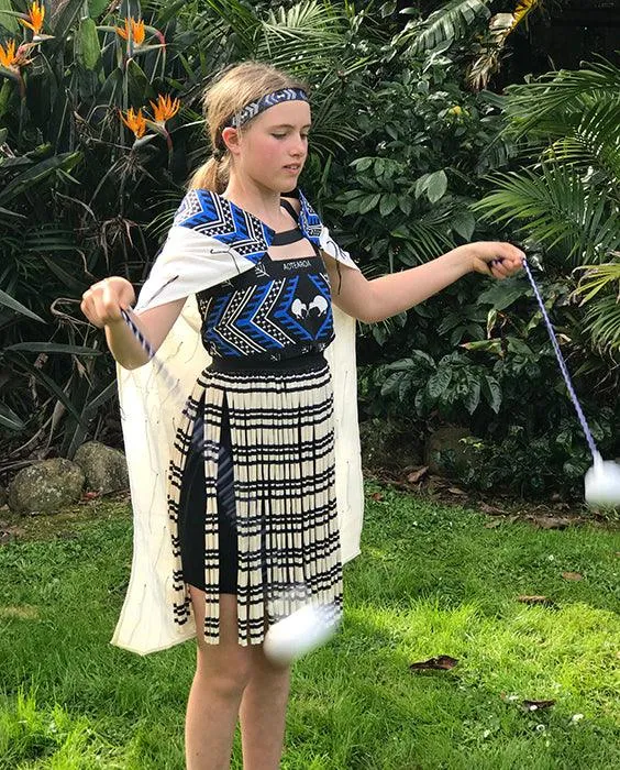 Maori Girls or Boys Korowai with Blue Trim