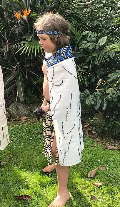 Maori Girls or Boys Korowai with Blue Trim