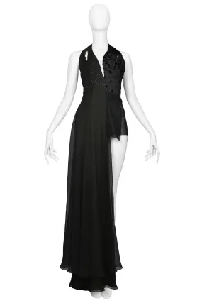 MARGIELA BLACK ASYMMETRICAL EVENING GOWN