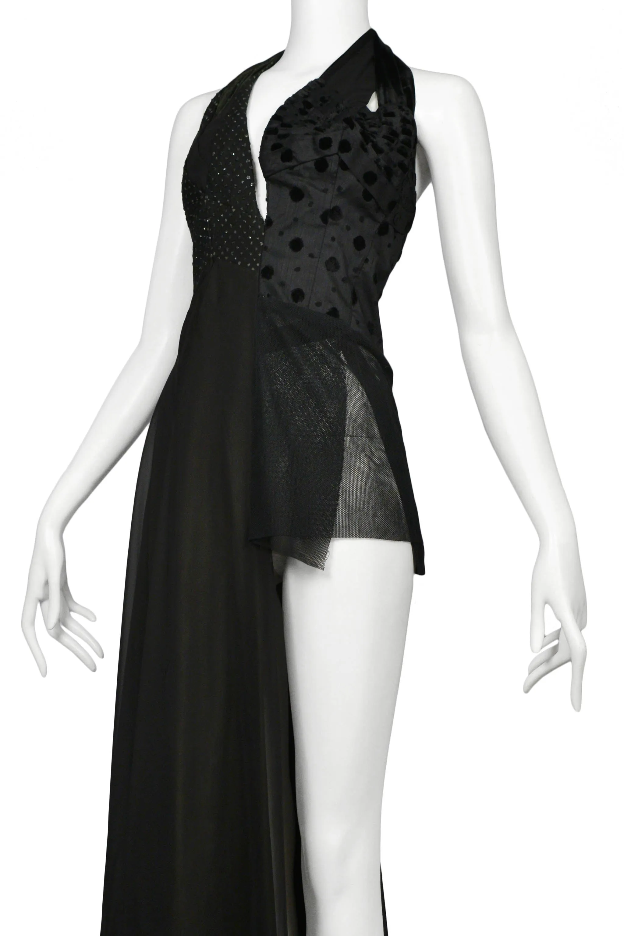 MARGIELA BLACK ASYMMETRICAL EVENING GOWN