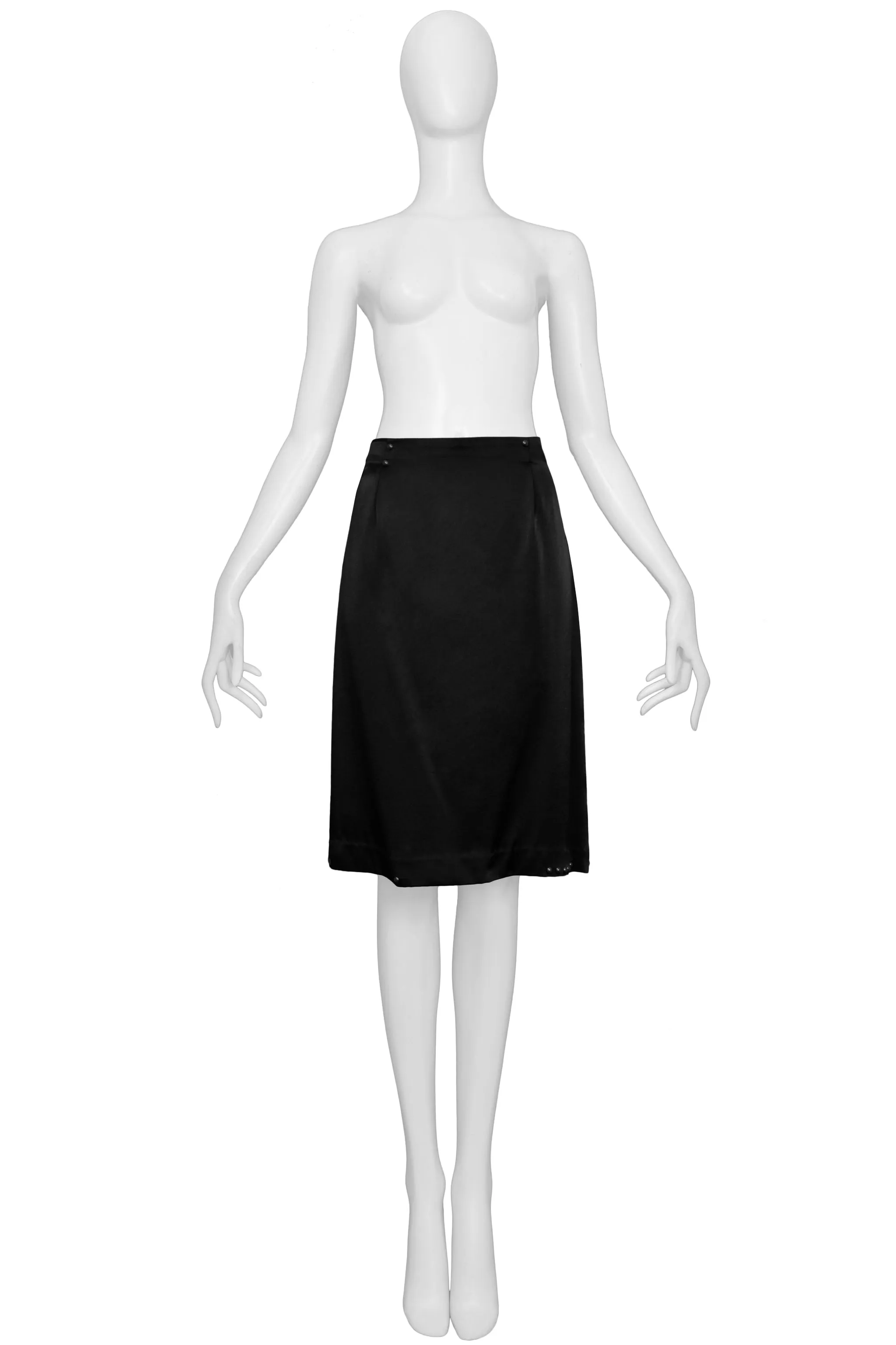 MARGIELA BLACK SATIN SKIRT WITH STUDS 2006