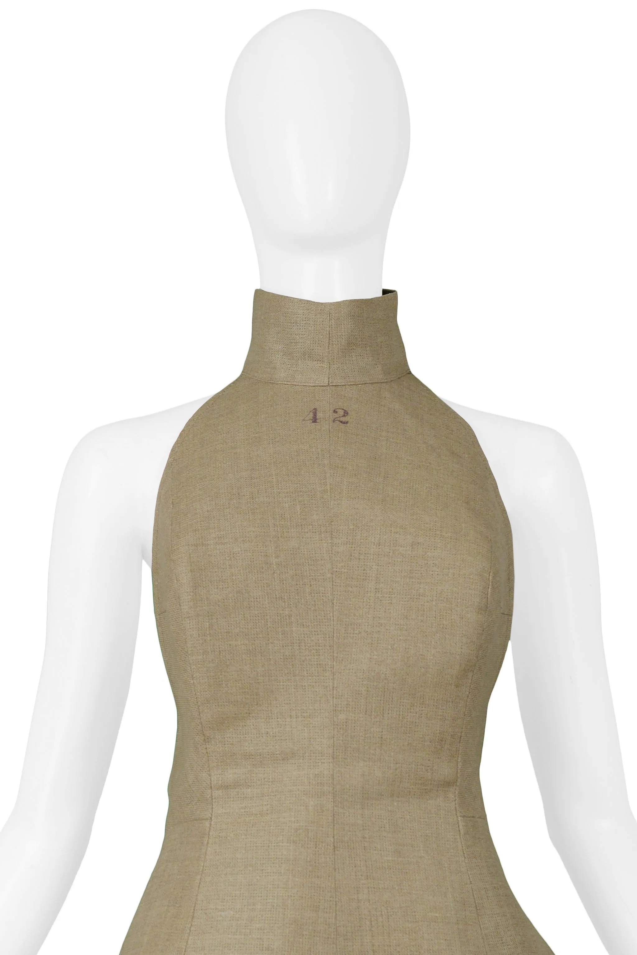 MARGIELA ICONIC SEMI COUTURE DRESSMAKER BODICE WITH RARE HIGH COLLAR 1997