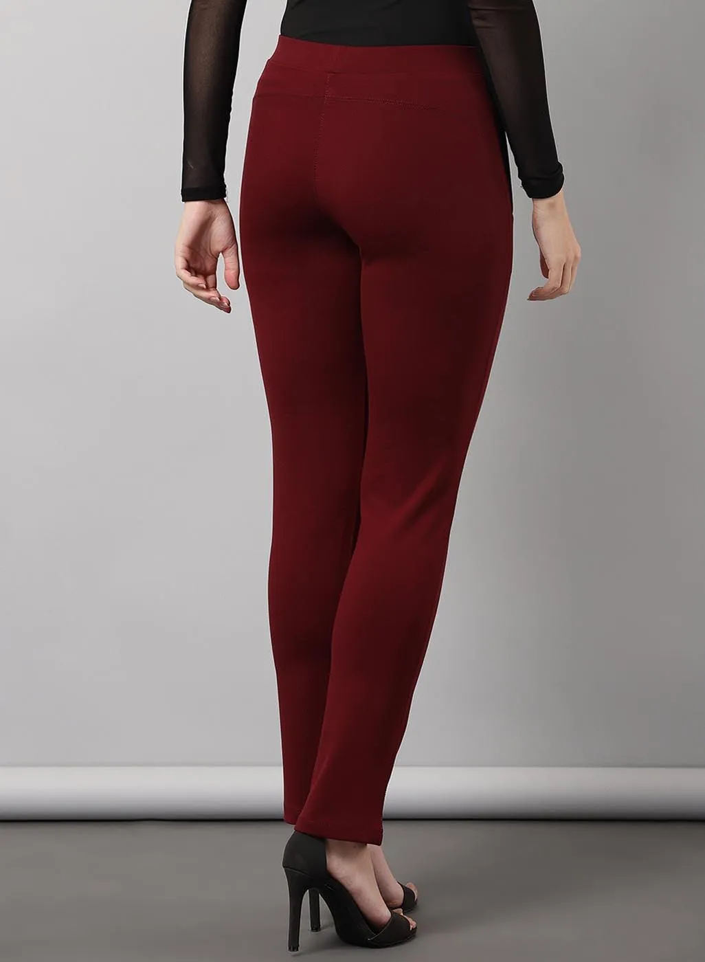 Maroon Regular Plain Pants