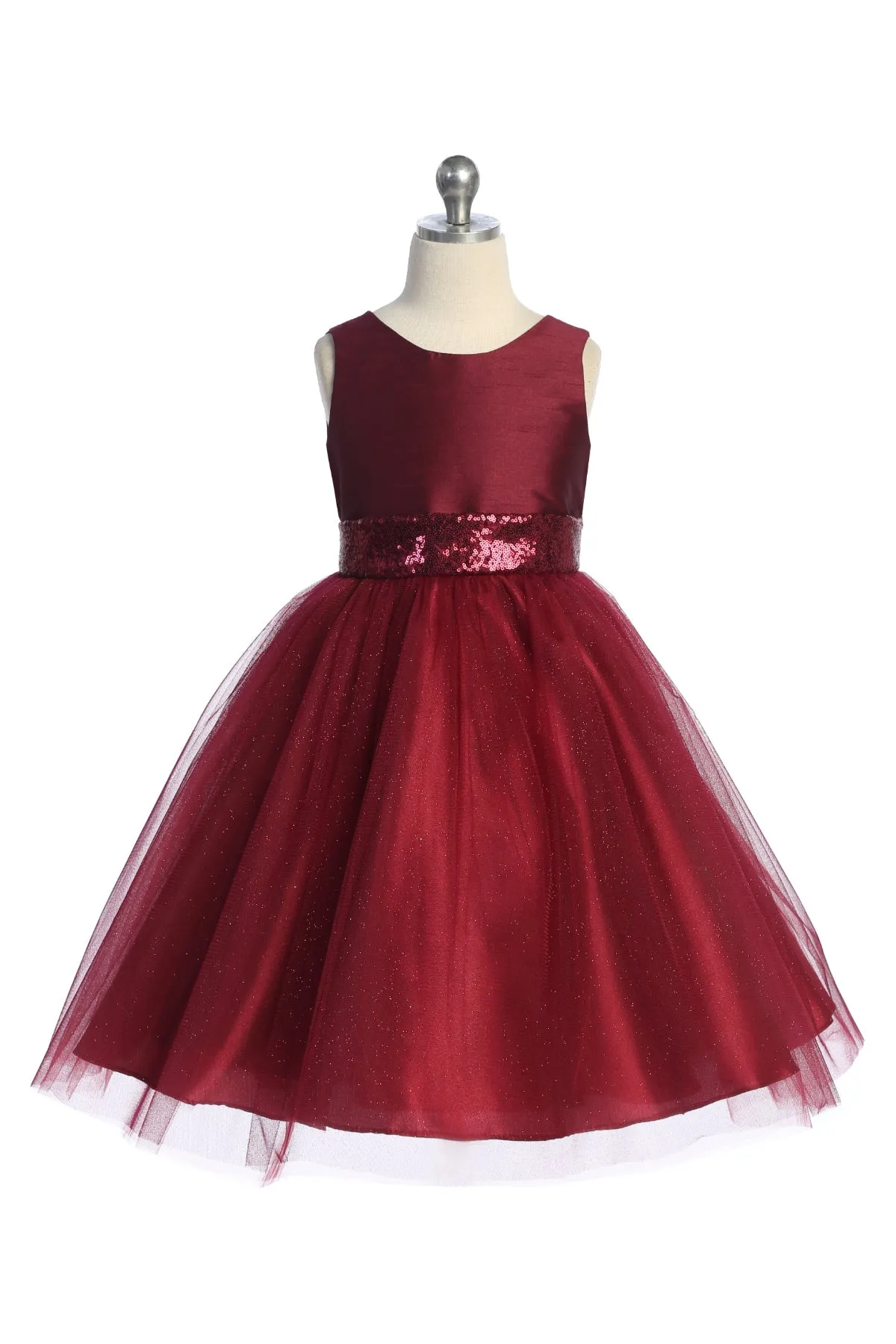 Matching Sequins V Back & Bow Plus Size Girls Dress