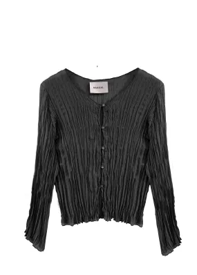 Maya Pleated Cardigan- Black