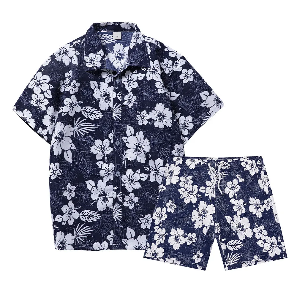 Men's Shirt Short 2-Piece Hawaiian Loose Tropical Print Casual Sets | ST05