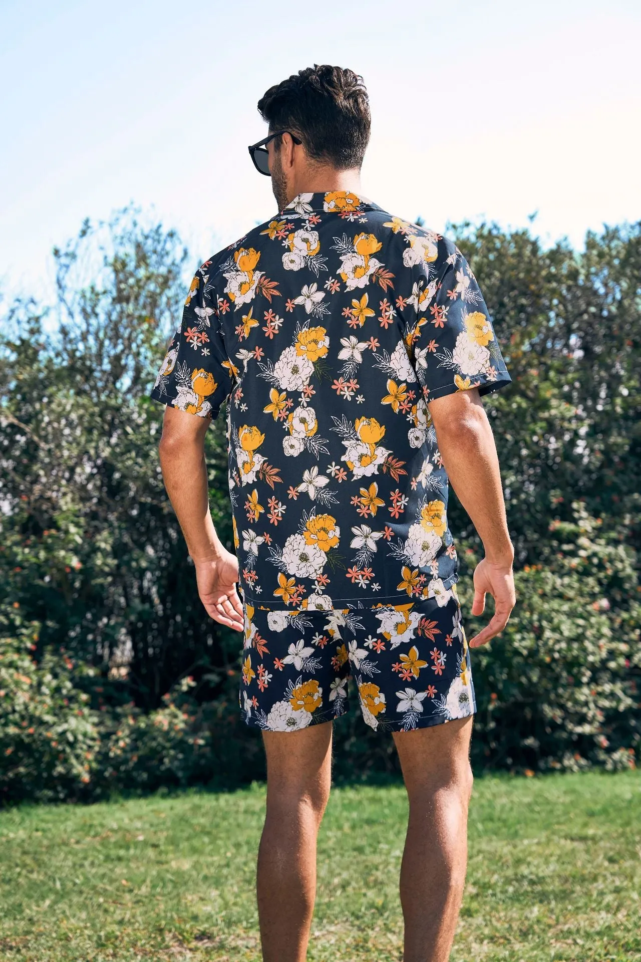 Men's Shirt Short 2-Piece Hawaiian Loose Tropical Print Casual Sets | ST05