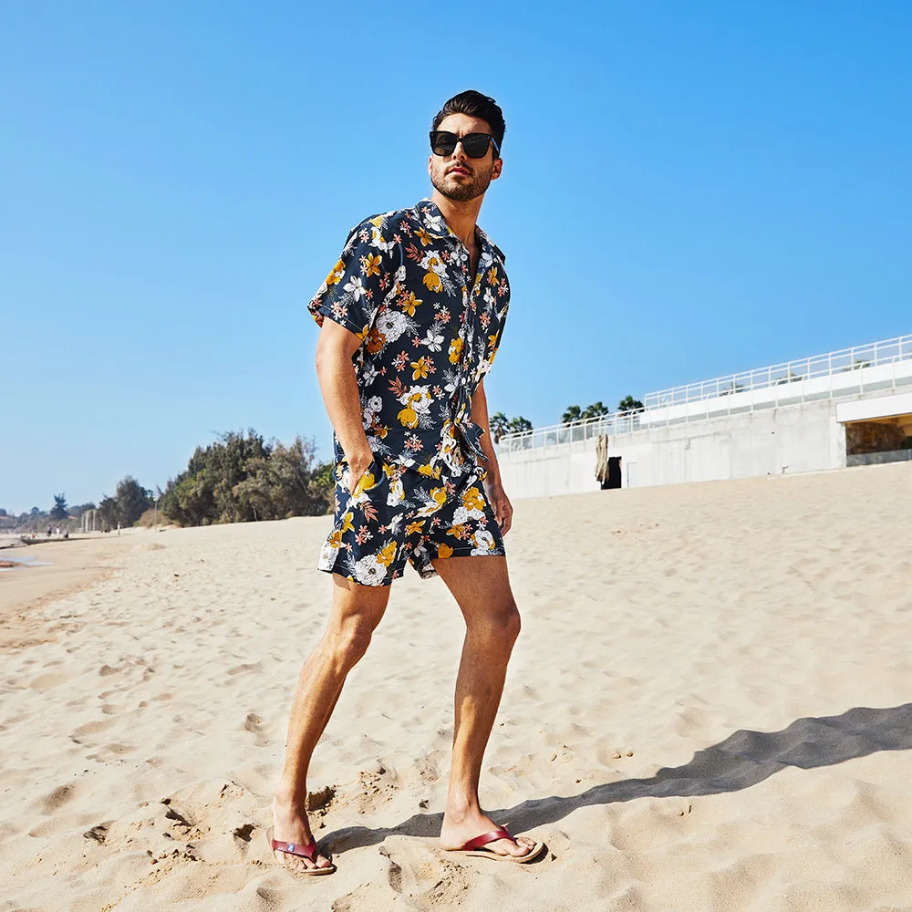 Men's Shirt Short 2-Piece Hawaiian Loose Tropical Print Casual Sets | ST05