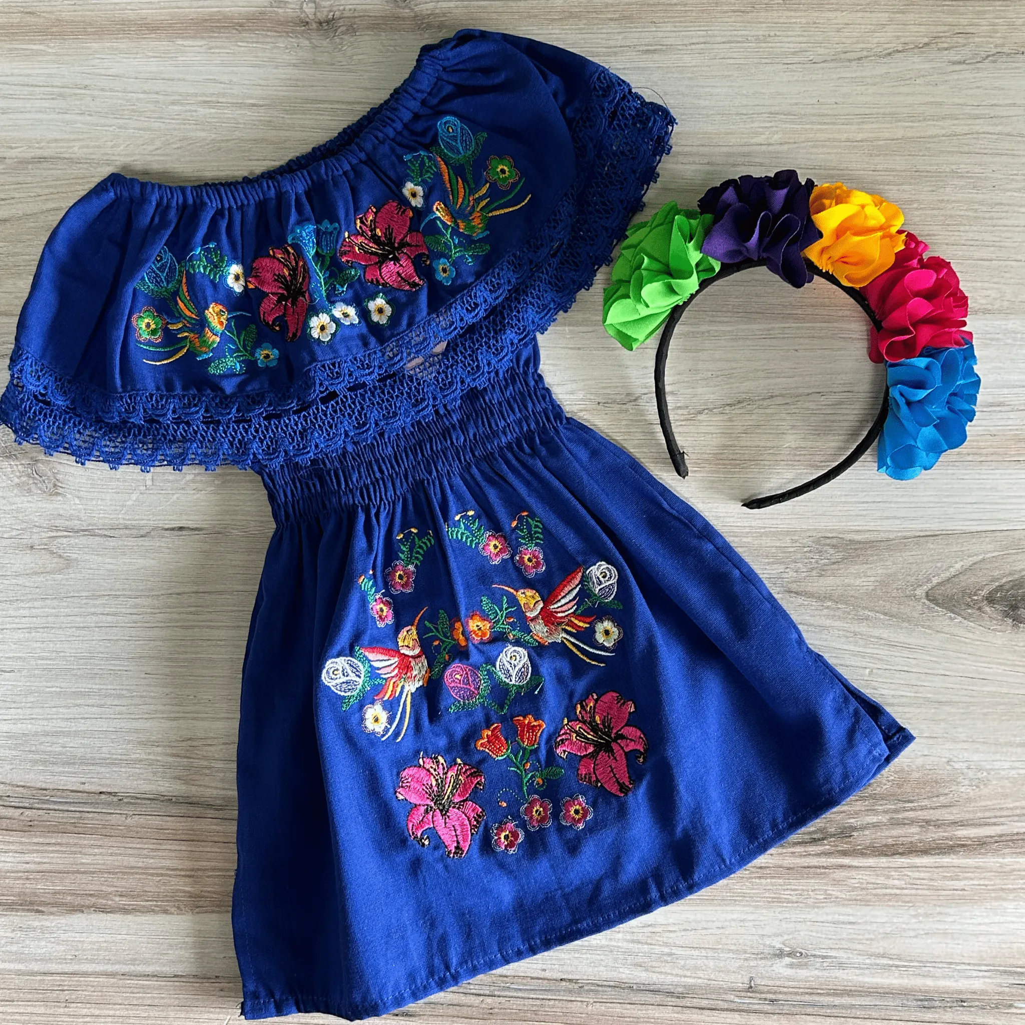 Mexican Girl Off Shoulder Dress - Humming Bird