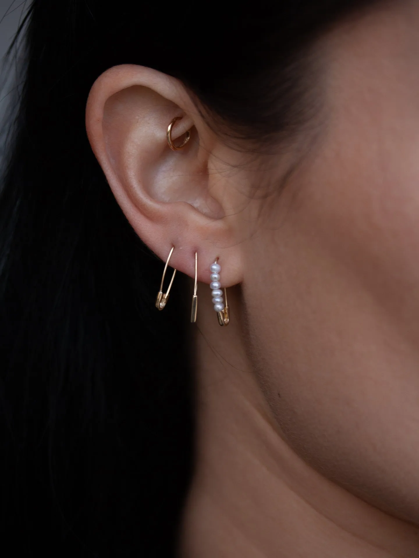 Mini Triangle Safety Pin Earring