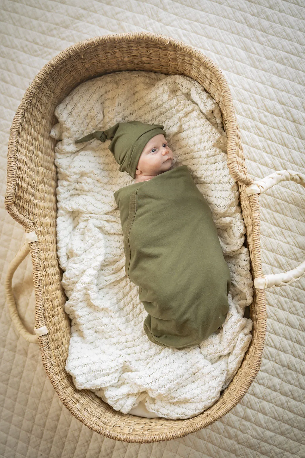 Morgan Robe & Olive Green Swaddle Blanket Set