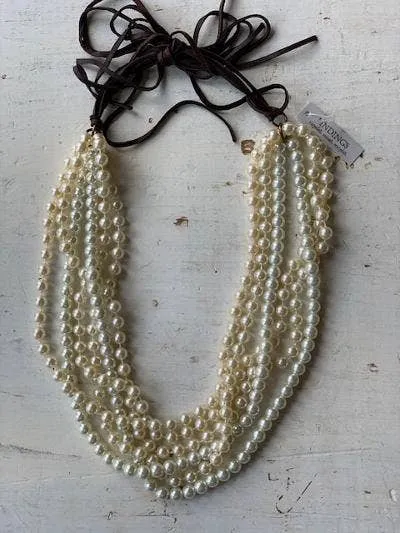 Multi Pearl with Leather Necklace