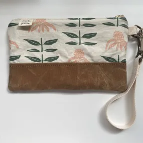 Natural Echinacea Waxed Canvas Wristlet