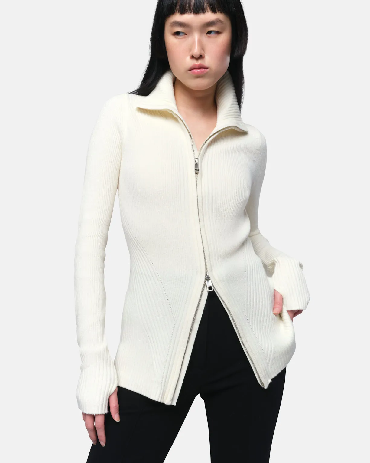 Nova Cream Zip-Up Cardigan