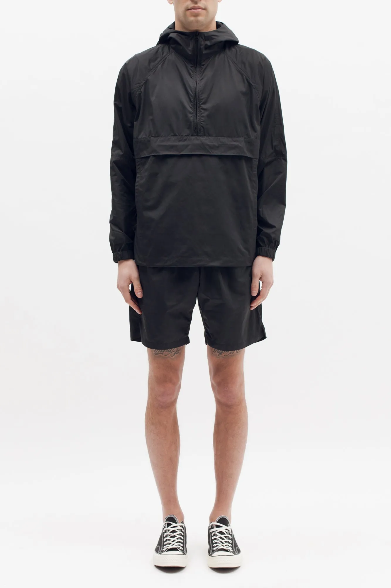 Nylon Popover Jacket - Black