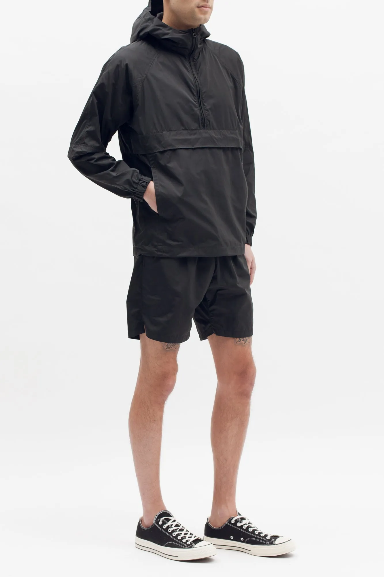 Nylon Popover Jacket - Black