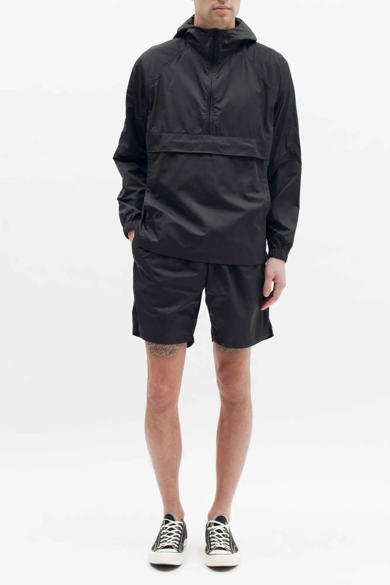 Nylon Popover Jacket - Black