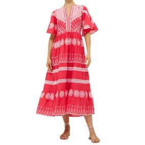 Oliphant Flirty V-Neck Maxi - Soleil Red