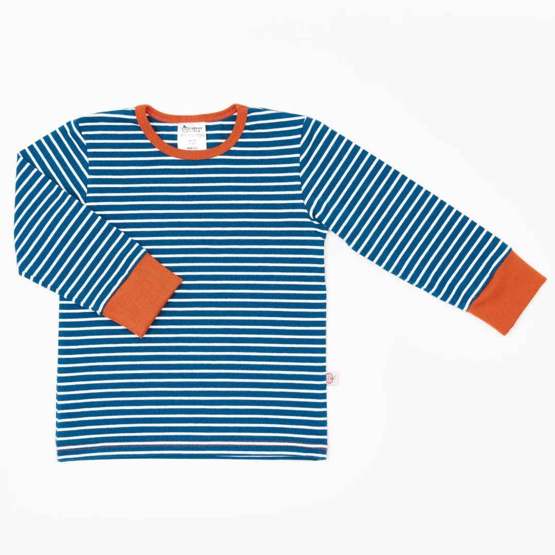 Organic cotton boys longsleeve top "Stripes Water by Night" made from 95% organic cotton and 5% elastane