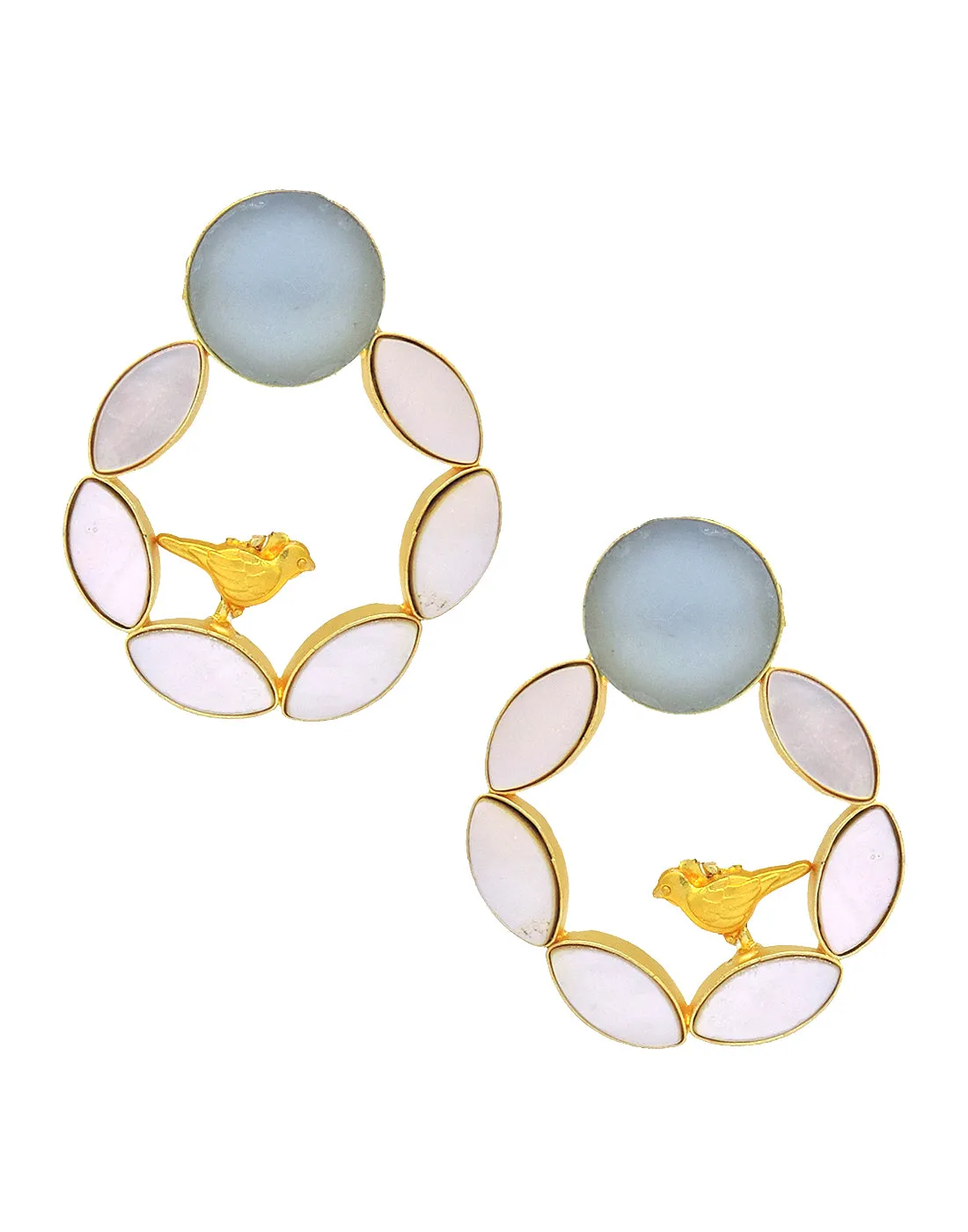 Pearl Cage Earrings (Blue Onyx)