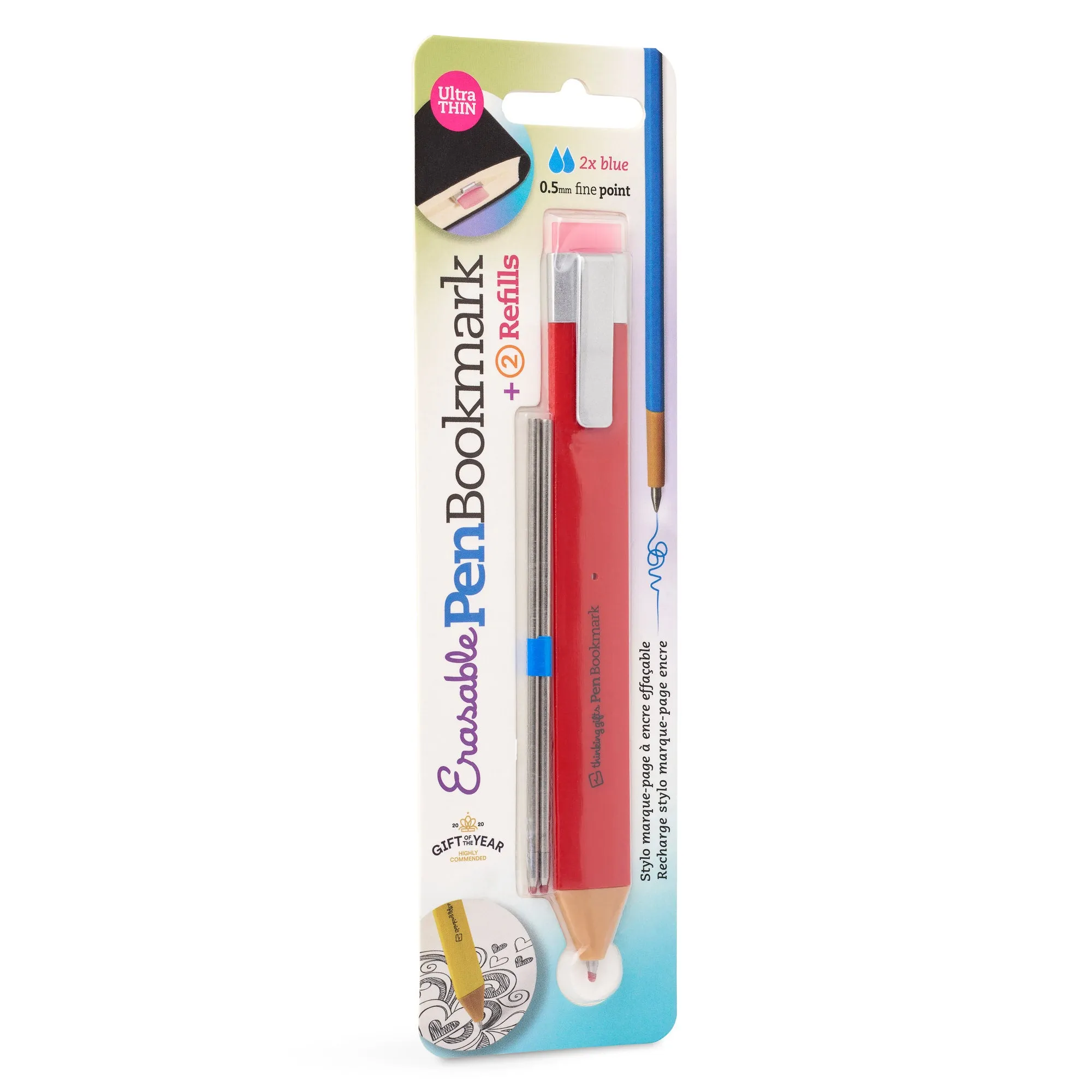 Pen Bookmark 3-in-1 with 2 Ink Refills (Red)