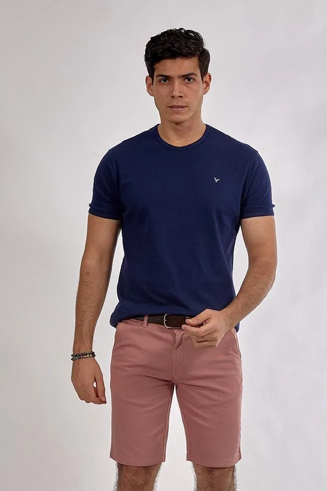 Plain Short-sleeve O-neck Body -Navy